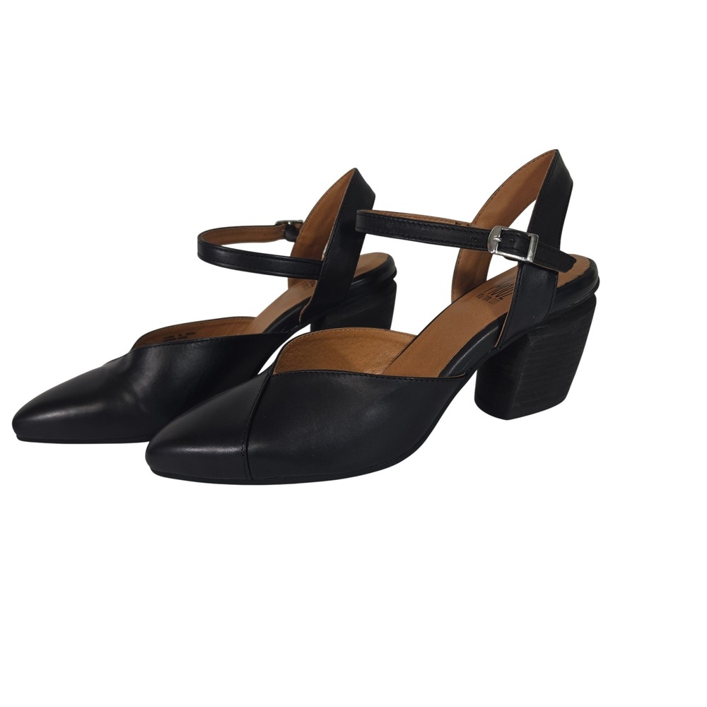 Miz Mooz Alina Pump Women 38 Black Leather Block Heel Mary jane retro pinup
